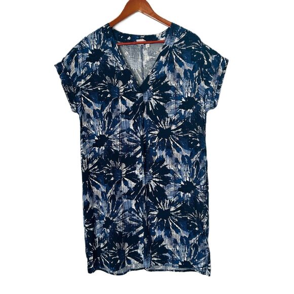 Gap Dress Women M Navy White Floral Tropical Pockets Mini Poolside Beachy Cruise - Picture 1 of 12